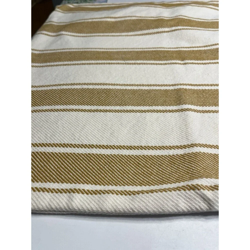 Pottery Barn Yellowish Brown & White Striped 24” Square Pillow Covers